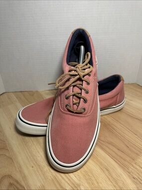 Men's Sperry Top-Sider Striper II CVO Washed Sneaker Coral Canvas Raw Hide Lace